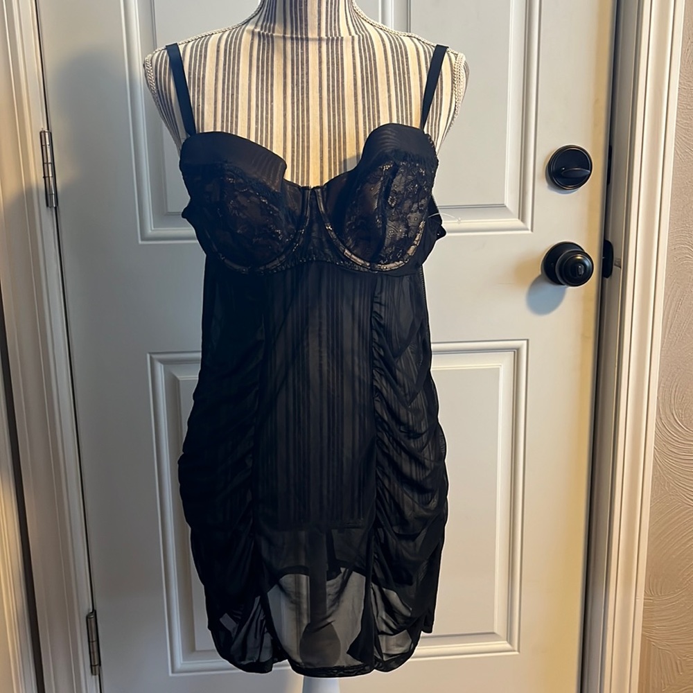 Black Cacique Babydoll w gathers